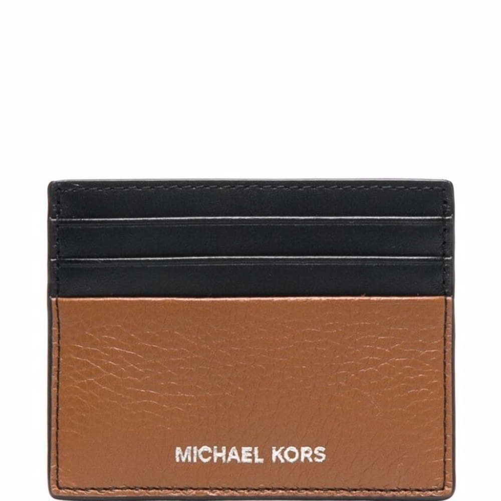 Michael Kors  luggage brown and black leather card holder wallet